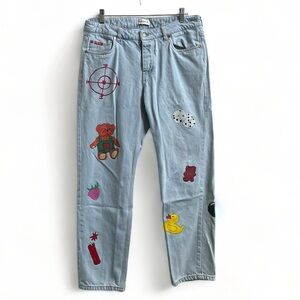 Teddy Fresh Doodle Jeans by Hila Klein Women's Size 32 Button Fly 100% Cotton